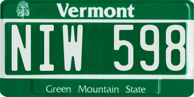 VT license plate NIW598