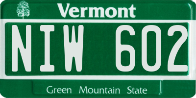 VT license plate NIW602