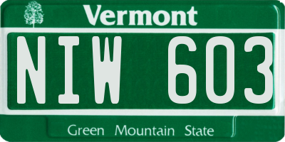 VT license plate NIW603