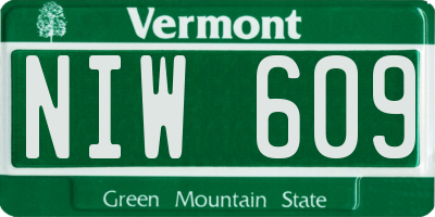 VT license plate NIW609