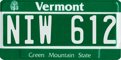 VT license plate NIW612