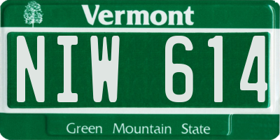 VT license plate NIW614
