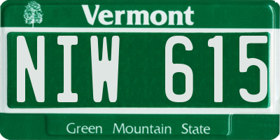 VT license plate NIW615