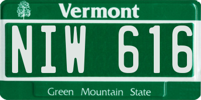 VT license plate NIW616