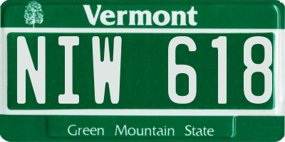 VT license plate NIW618