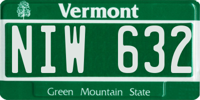 VT license plate NIW632