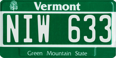 VT license plate NIW633