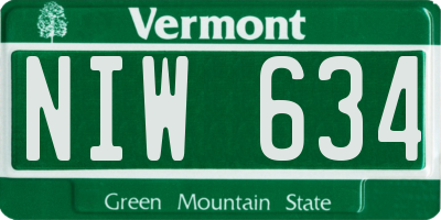 VT license plate NIW634