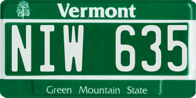 VT license plate NIW635
