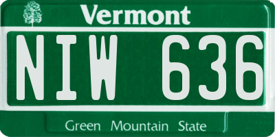 VT license plate NIW636