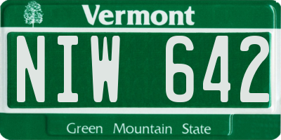 VT license plate NIW642