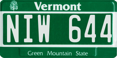 VT license plate NIW644