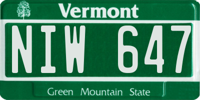 VT license plate NIW647