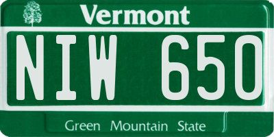 VT license plate NIW650
