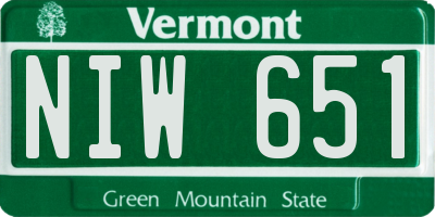VT license plate NIW651