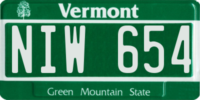 VT license plate NIW654