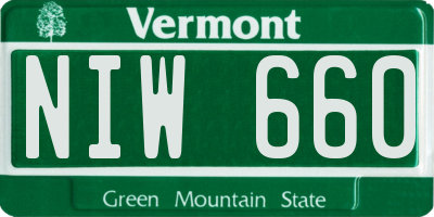 VT license plate NIW660