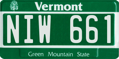 VT license plate NIW661