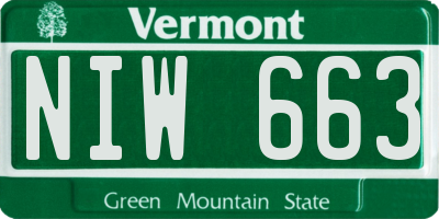 VT license plate NIW663