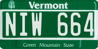 VT license plate NIW664