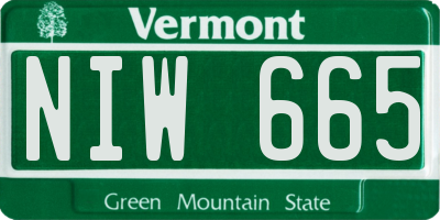 VT license plate NIW665