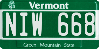 VT license plate NIW668
