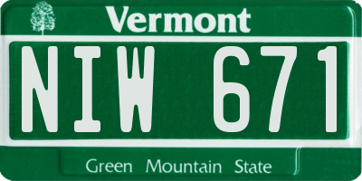 VT license plate NIW671