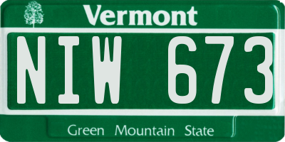 VT license plate NIW673
