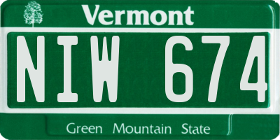 VT license plate NIW674