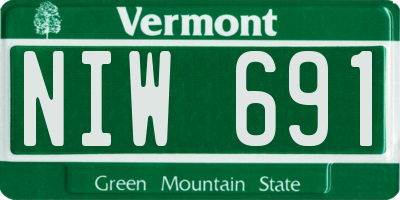 VT license plate NIW691