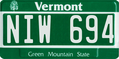 VT license plate NIW694