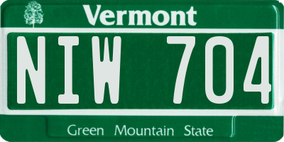 VT license plate NIW704