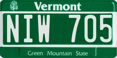 VT license plate NIW705