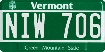 VT license plate NIW706