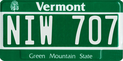 VT license plate NIW707