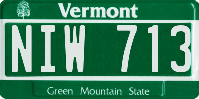 VT license plate NIW713