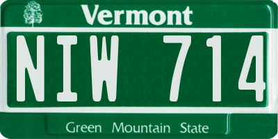 VT license plate NIW714