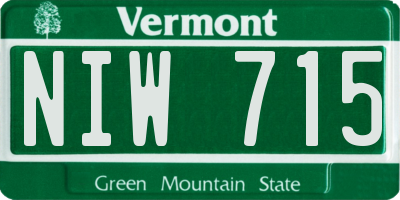 VT license plate NIW715