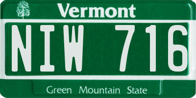 VT license plate NIW716