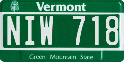 VT license plate NIW718