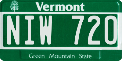 VT license plate NIW720