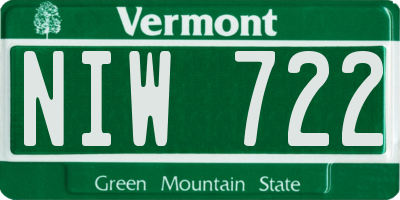 VT license plate NIW722