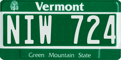 VT license plate NIW724