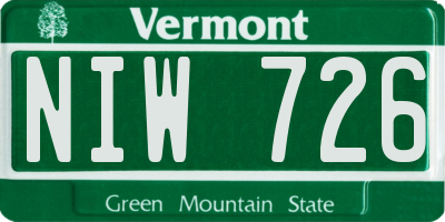 VT license plate NIW726