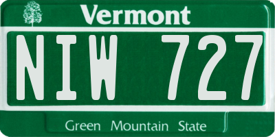 VT license plate NIW727
