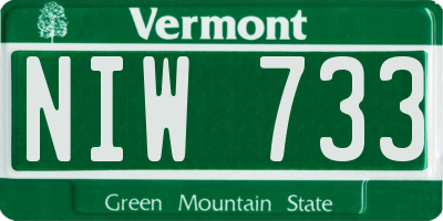 VT license plate NIW733