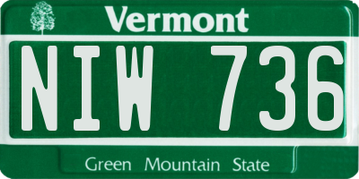 VT license plate NIW736
