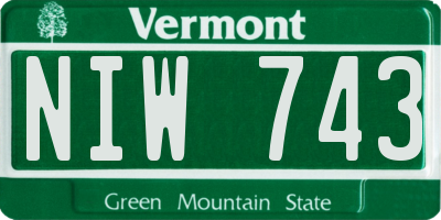 VT license plate NIW743