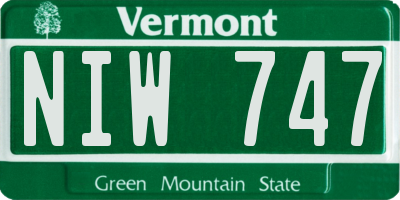VT license plate NIW747