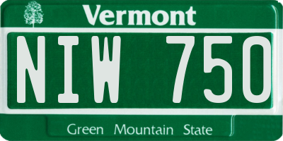VT license plate NIW750